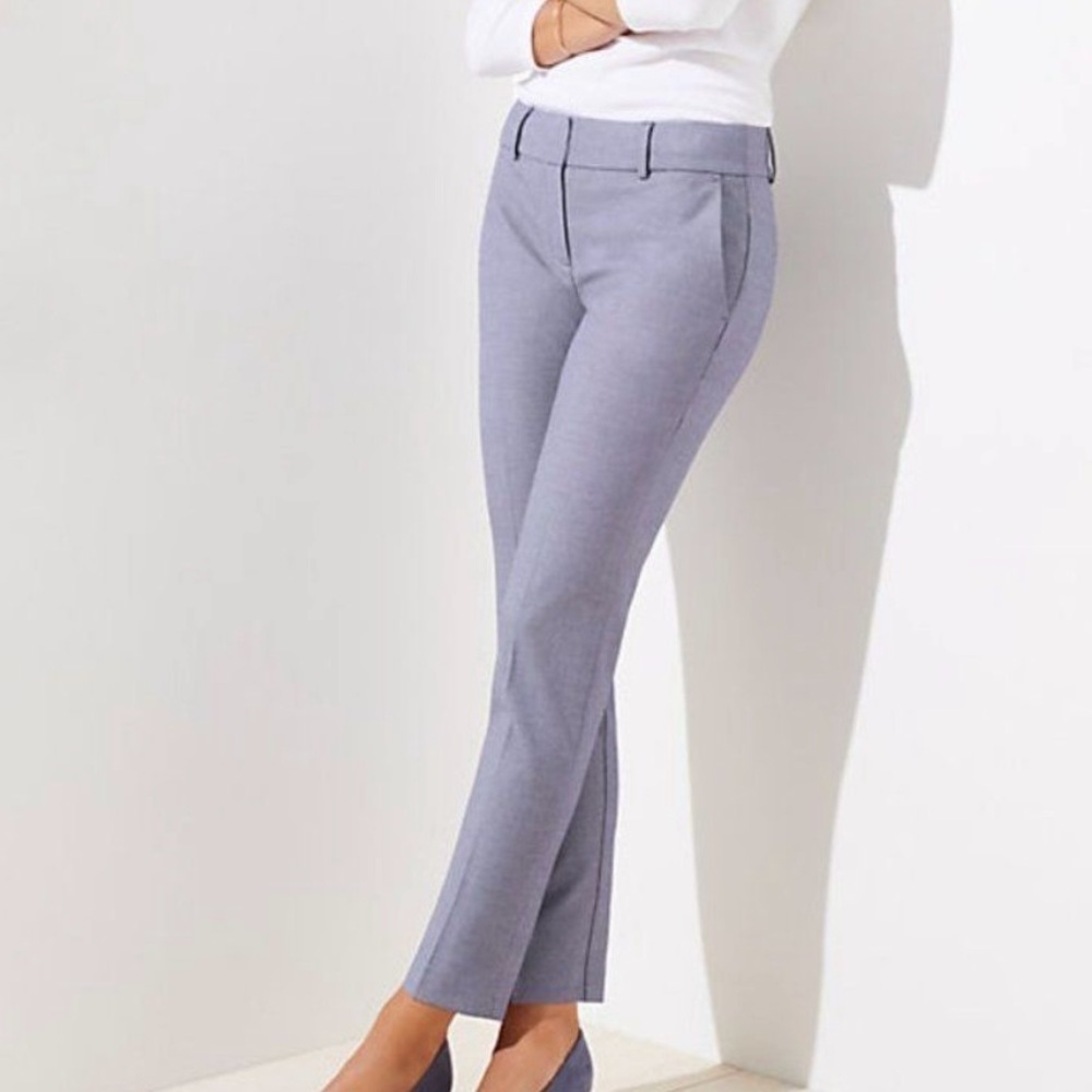 NWT Loft Women’s Marisa Fit Slim Stretch‎ Pencil Pants Blue White Size 6
